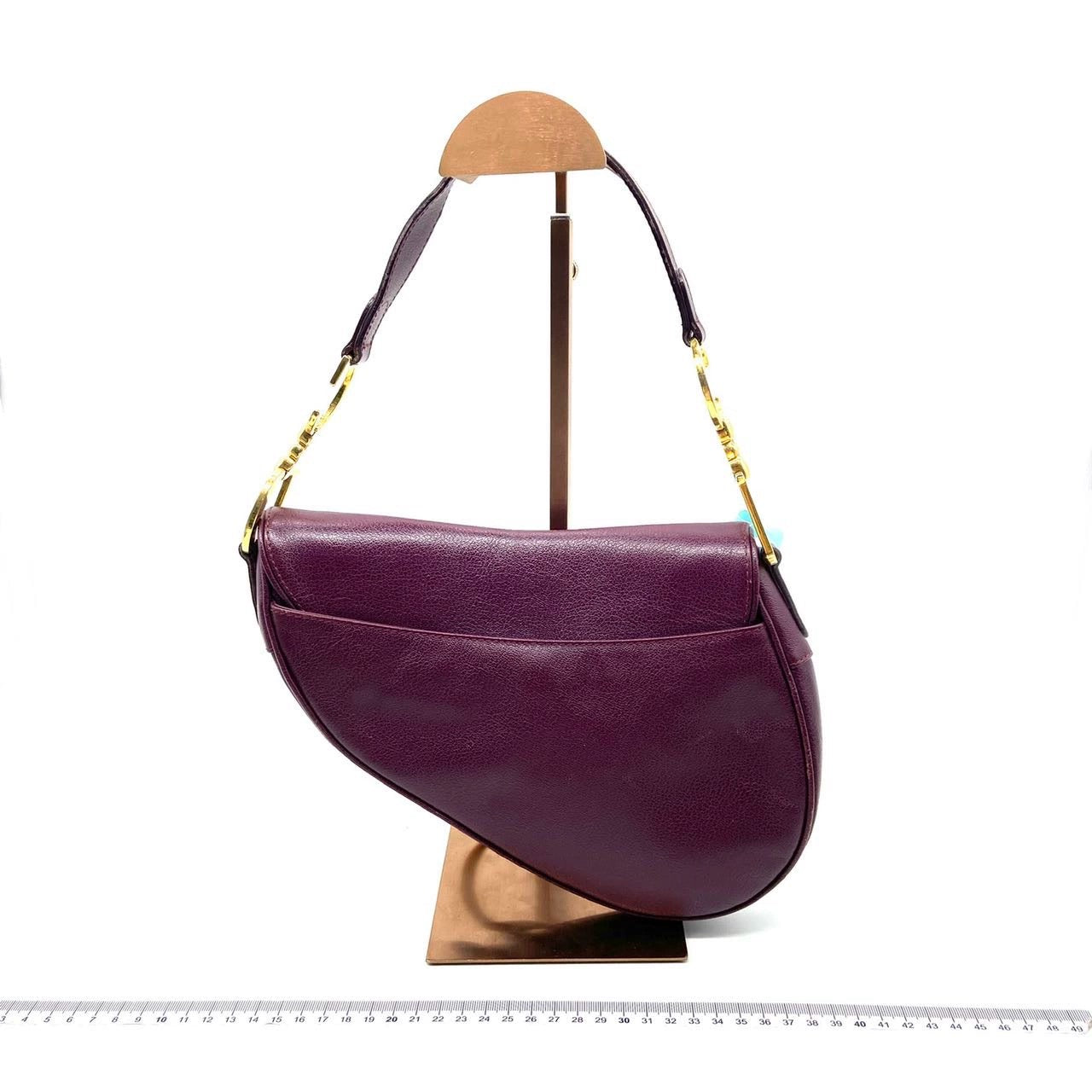 Dior Saddle Burgundy Purple Wine Calfskin Leather Gold Hardware Shoulder Bag