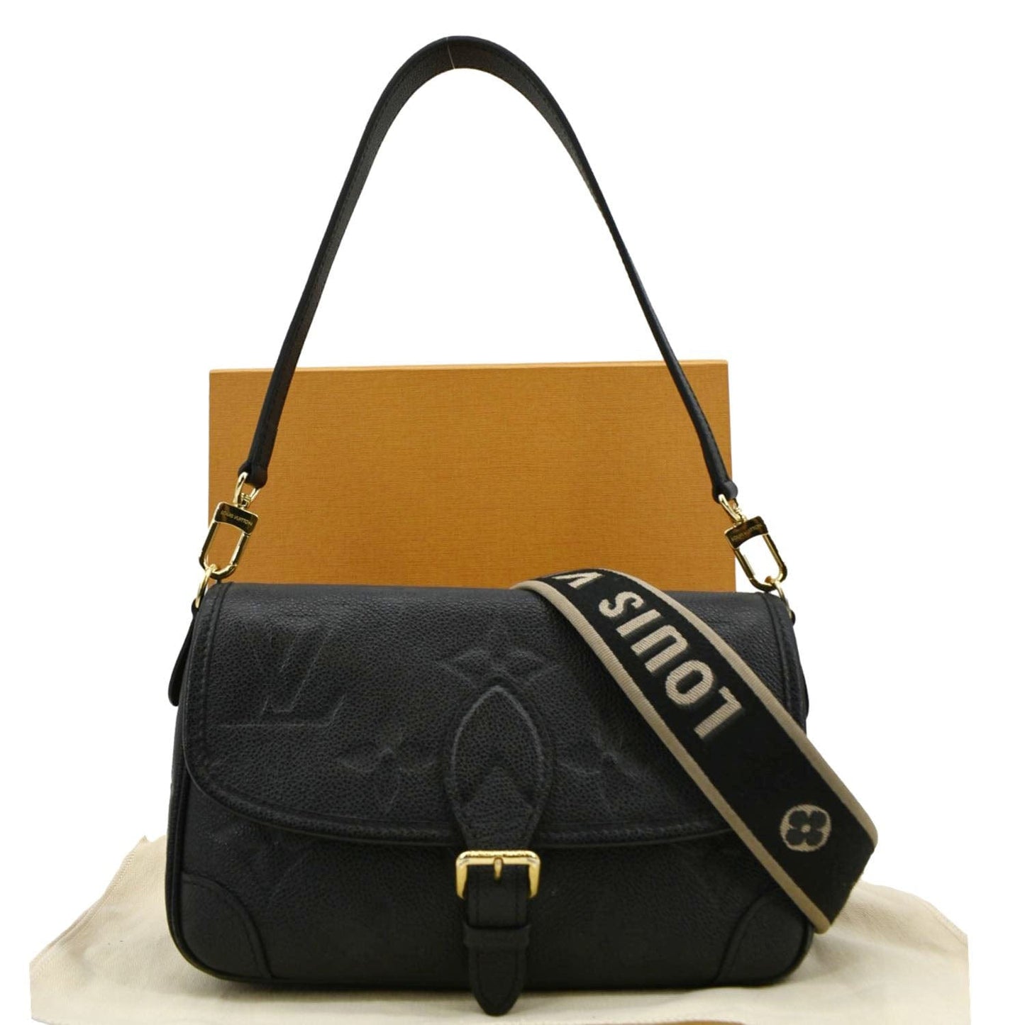 LOUIS VUITTON Diane Empreinte Leather Crossbody Bag Black