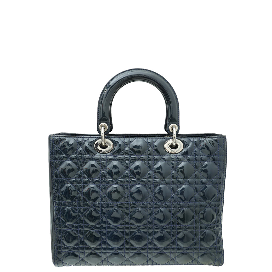 Christian Dior Indigo Blue Lady Dior Large Bag