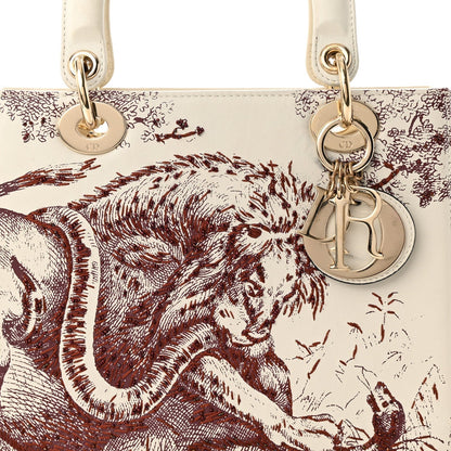 CHRISTIAN DIOR LADY DIOR CALFSKIN EMBROIDERED MEDIUM TOILE DE JOUY BAG
