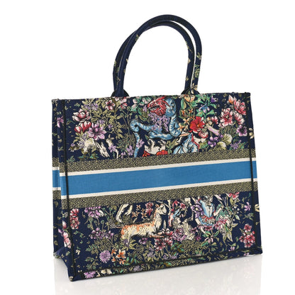 DIOR CANVAS EMBROIDERED LARGE D-CONSTELLATION BOOK TOTE