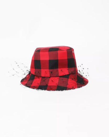 CHRISTIAN DIOR PLAID VEIL BUCKET HAT