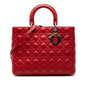 Red Dior Large Lambskin Cannage Lady Dior Satchel