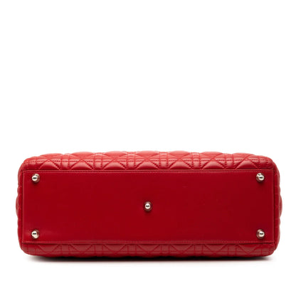 Red Dior Large Lambskin Cannage Lady Dior Satchel