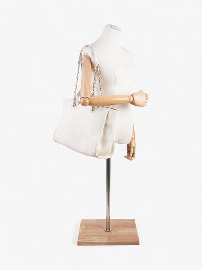 Chanel Deauville Tote Bag Cream Tweed Medium