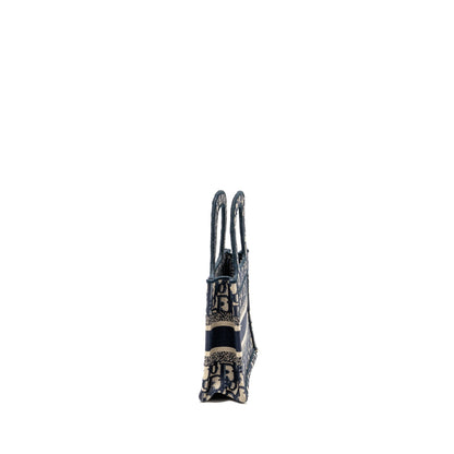 Dior Mini Book Tote Oblique Embroidery Blue