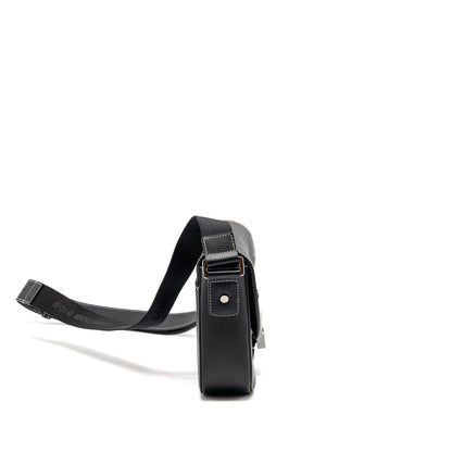 Dior Medium Saddle Flap Messenger Purse Grained Calfskin Black