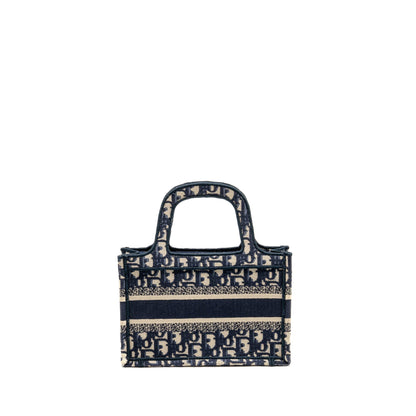 Dior Mini Book Tote Purse Blue Oblique Embriodery