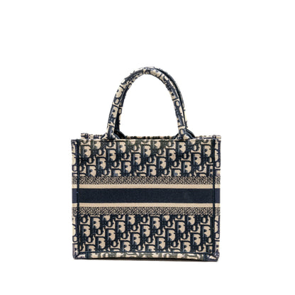 Dior Small Book Tote Blue/Ecru Dior Oblique Embroidry