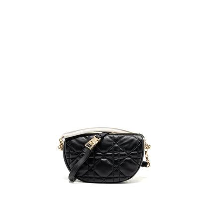Dior Small Vibe Hobo Purse Cannage Lambskin Black/White