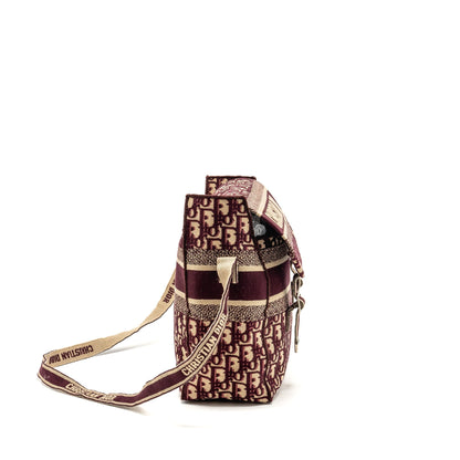 Dior Crossbody Messenger Purse Oblique Canvas Burgundy/Beige