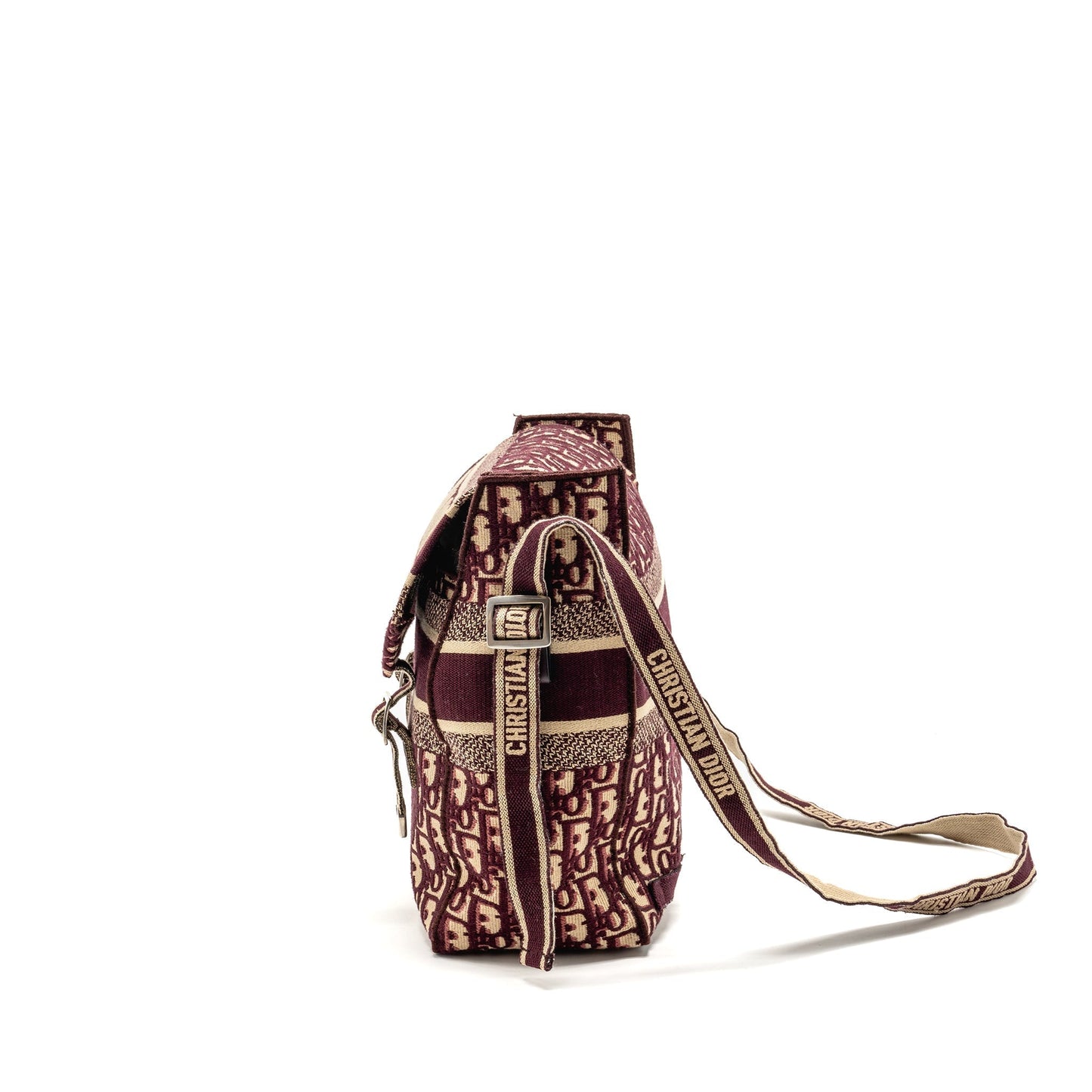 Dior Crossbody Messenger Purse Oblique Canvas Burgundy/Beige