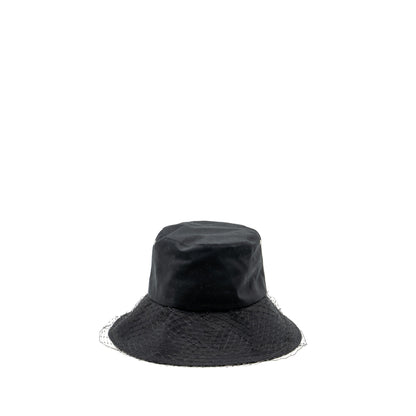 Dior size 57 Teddy-D Brim Bucket Hat With Veil Black/Blue Oblique