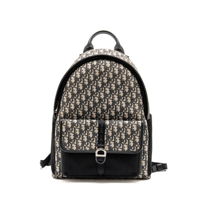 Dior men’s backpack dior oblique canvas / calfskin blue / black