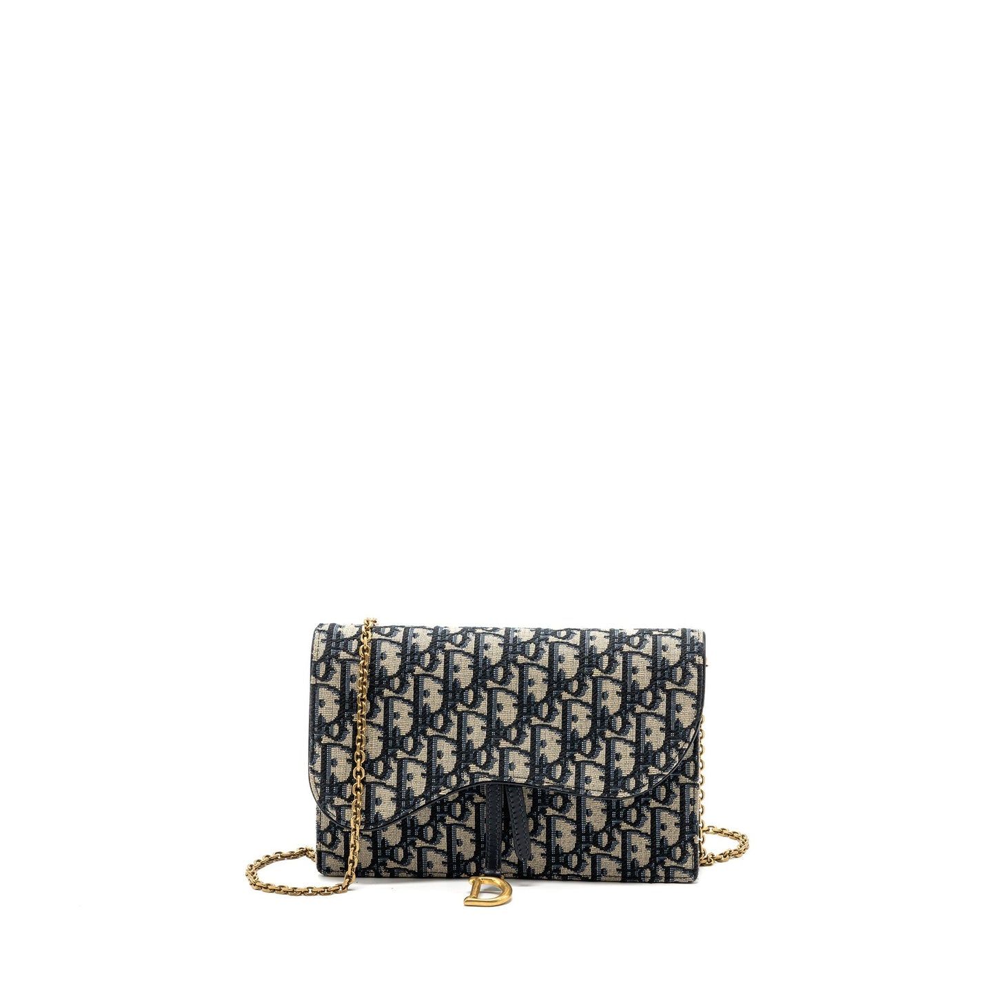 Dior Saddle Pouch With Chain Dior Oblique Jacquard blue