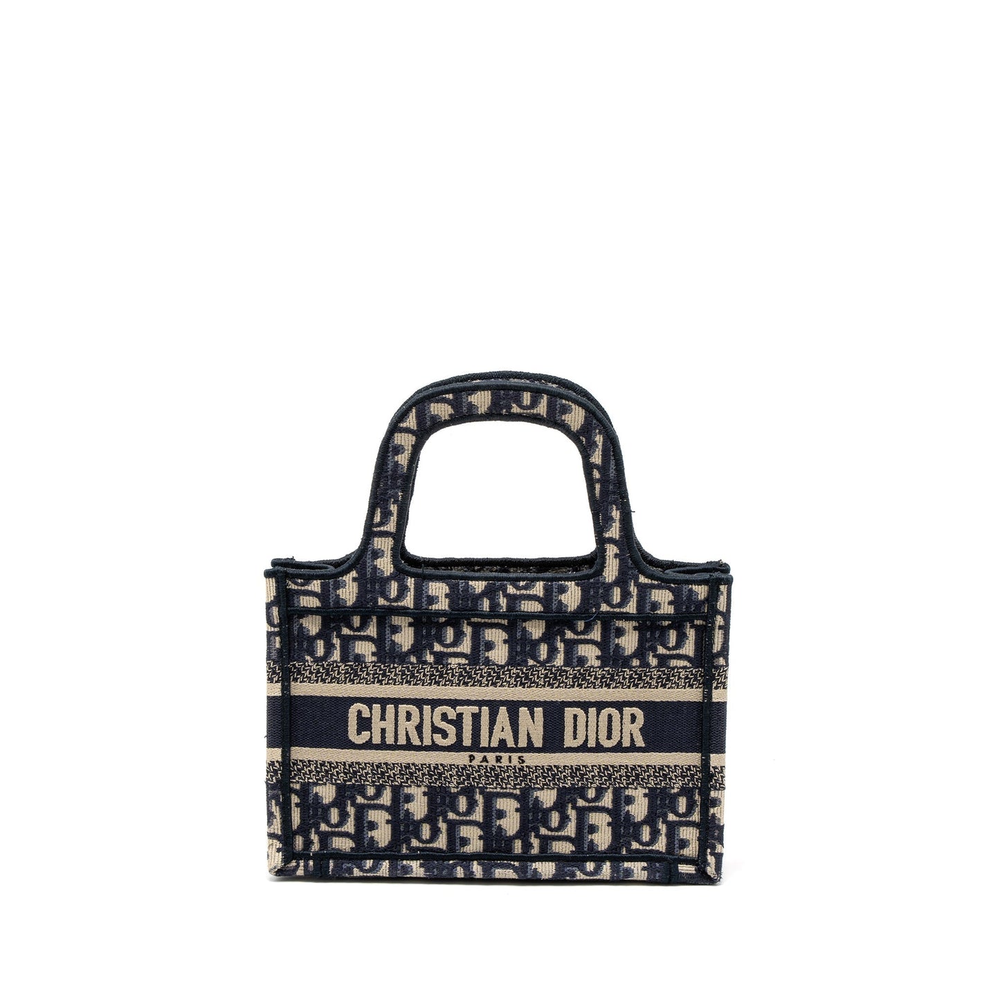 Dior Mini book Tote Blue Oblique Embroidery