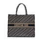 large book tote ecru and blue Dior oblique embroidery