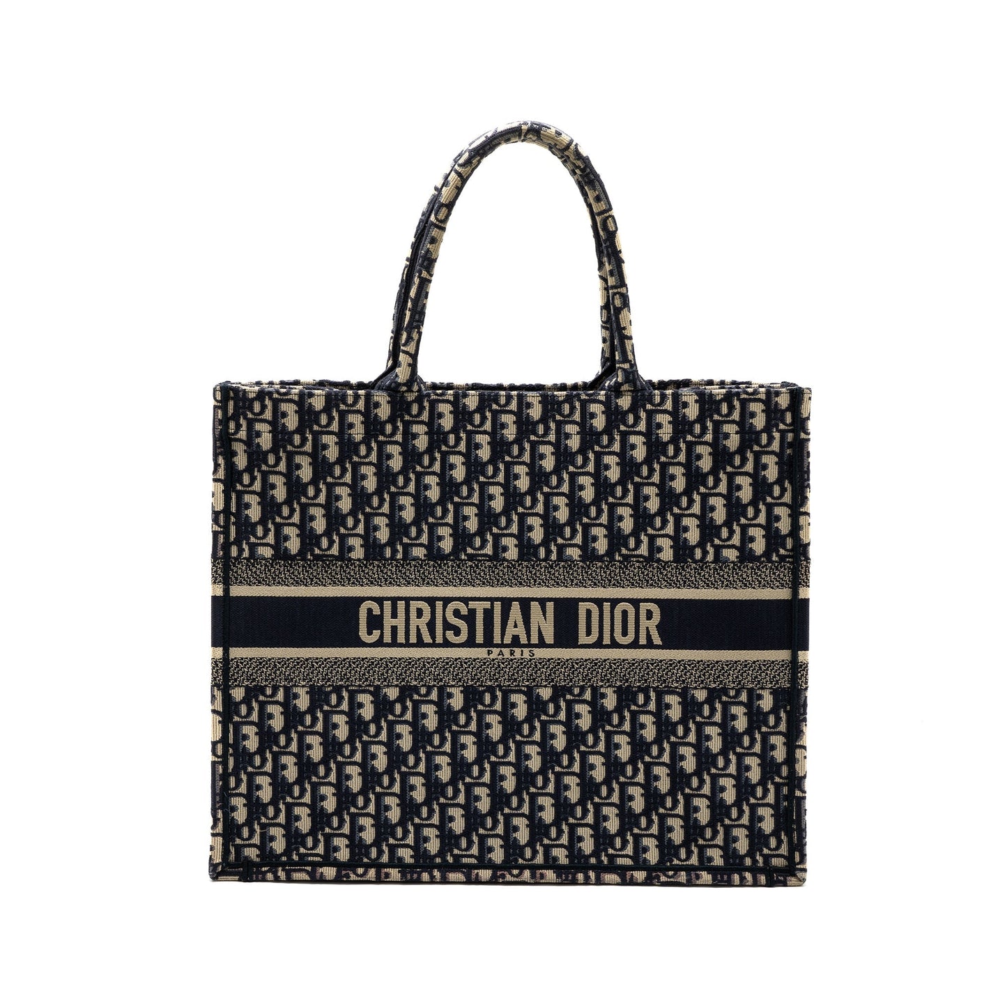 Dior Large Book Tote Blue Dior Oblique Embroidery