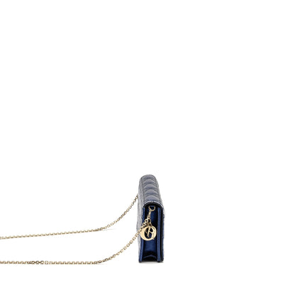 Dior Lady Dior Pouch Cannage Wallet On Chain Lambskin Blue