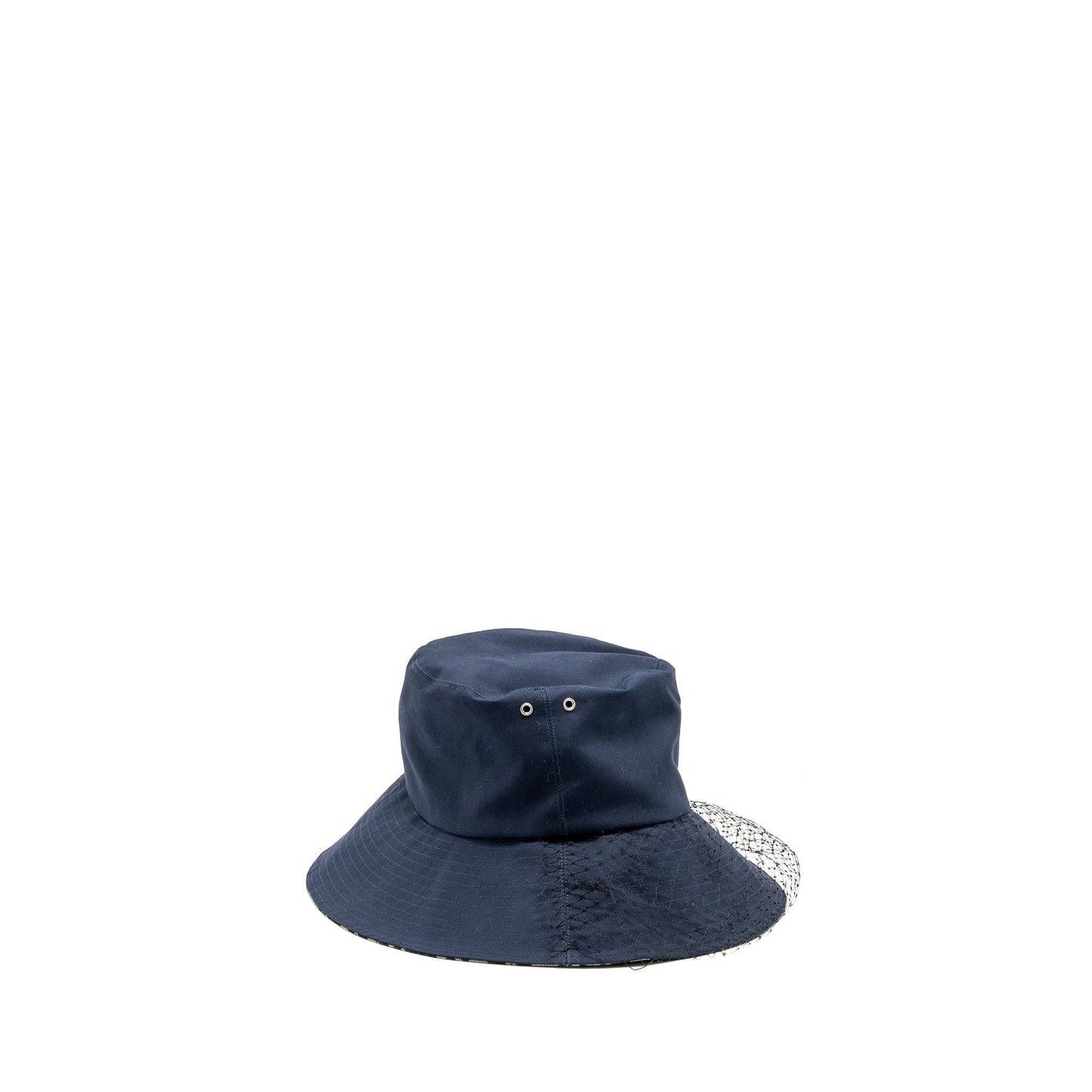 Dior Size 57 Teddy-D Brim Bucket Hat with Veil Blue