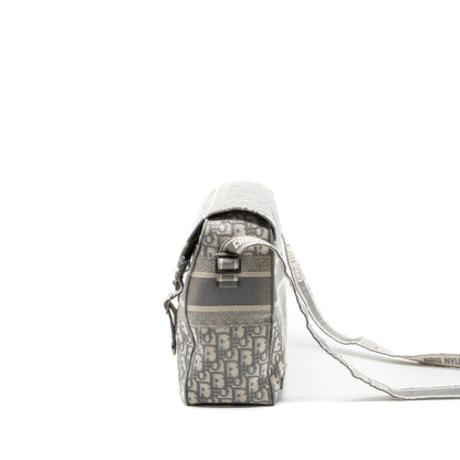 Dior Diorcamp Messenger Purse Oblique Embroidery Light Grey