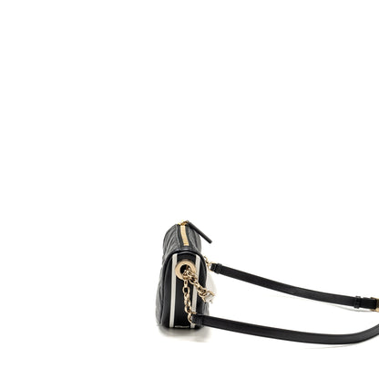 Dior Small Vibe Hobo Purse Cannage Lambskin Black/White