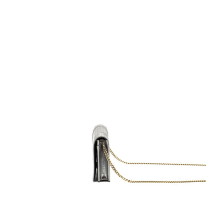 Dior Diorama Wallet on Chain Metallic Patent Silver