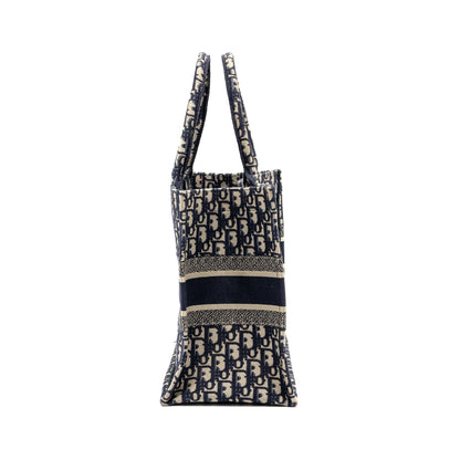 Dior medium book tote blue oblique emboidery