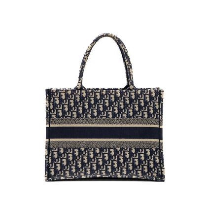 Dior medium book tote blue oblique emboidery