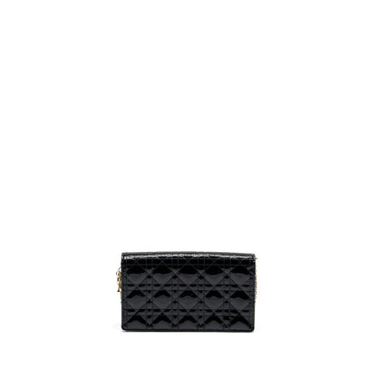 Dior Lady Dior Pouch Wallet on Chain Patent Black