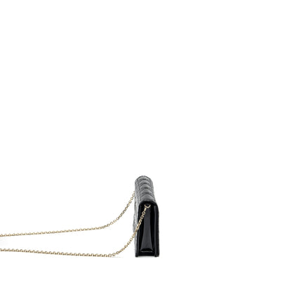 Dior Lady Dior Pouch Wallet on Chain Patent Black