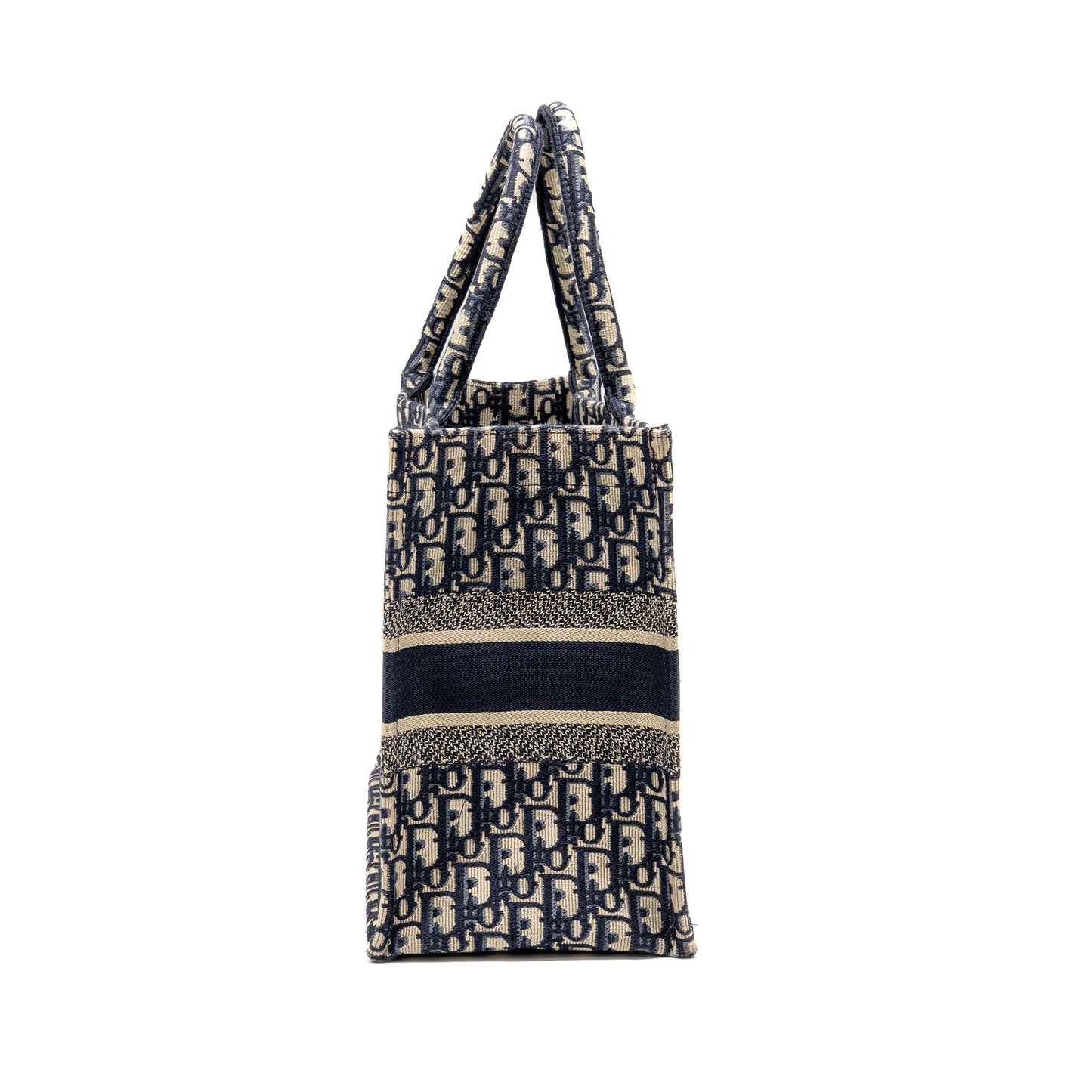 Dior Medium Book Tote Oblique Embroidery Ecru/Blue