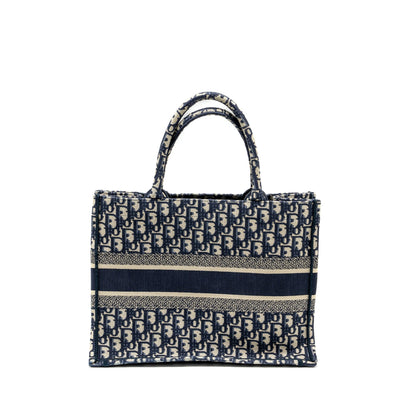Medium Book Tote Blue Dior Oblique Embroidery
