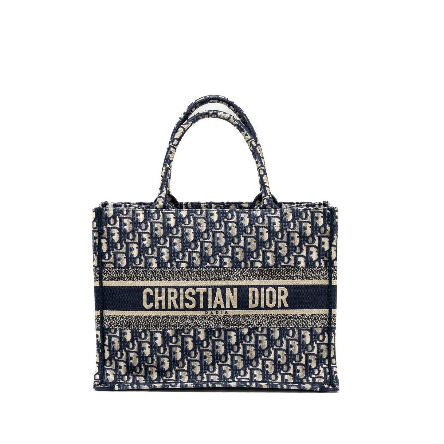 Medium Book Tote Blue Dior Oblique Embroidery