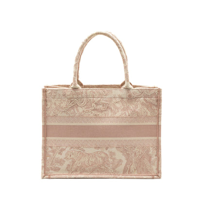 Dior Medium Book Tote Purse Pink Toile de Jouy Embroidery
