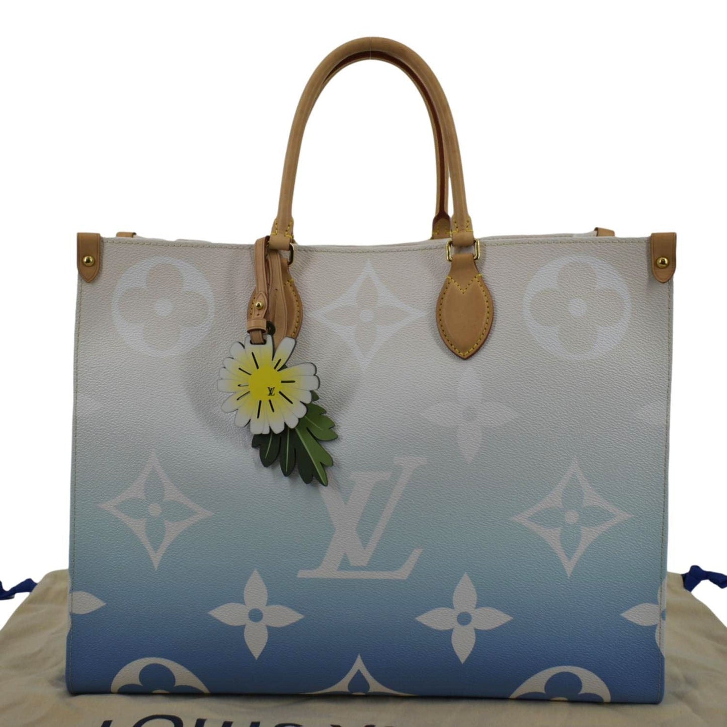 LOUIS VUITTON Pool Onthego GM Monogram Canvas Shoulder Bag Light Blue