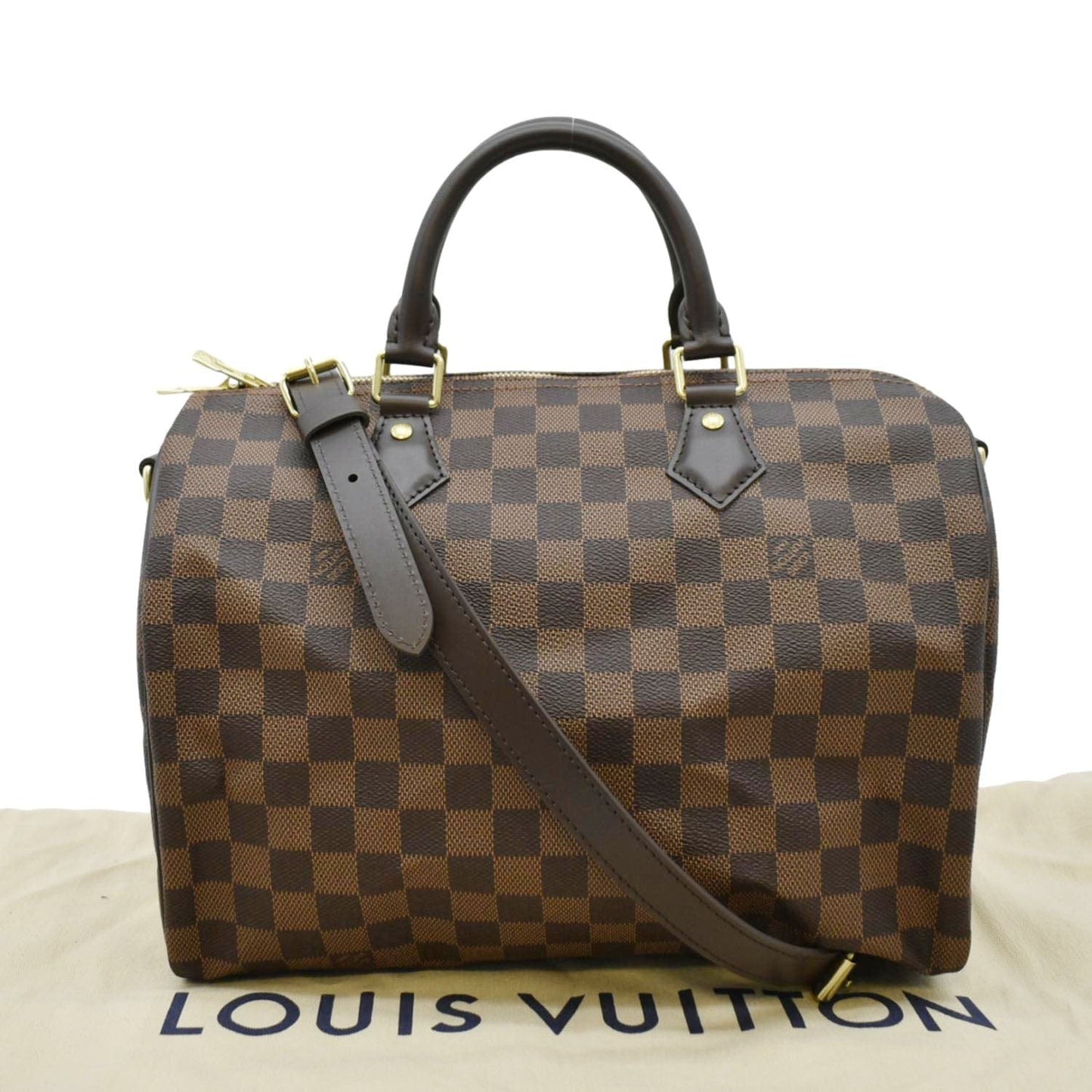 LOUIS VUITTON 30 Bandouliere Damier Ebene Satchel Bag Brown