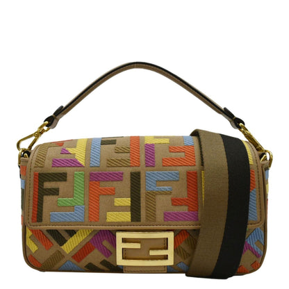 Fendi Baguette Canvas Red Shoulder Bag Style 57