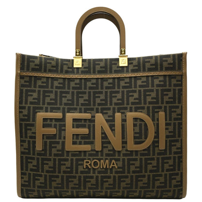 Fendi Sunshine Canvas Brown Tote Bag