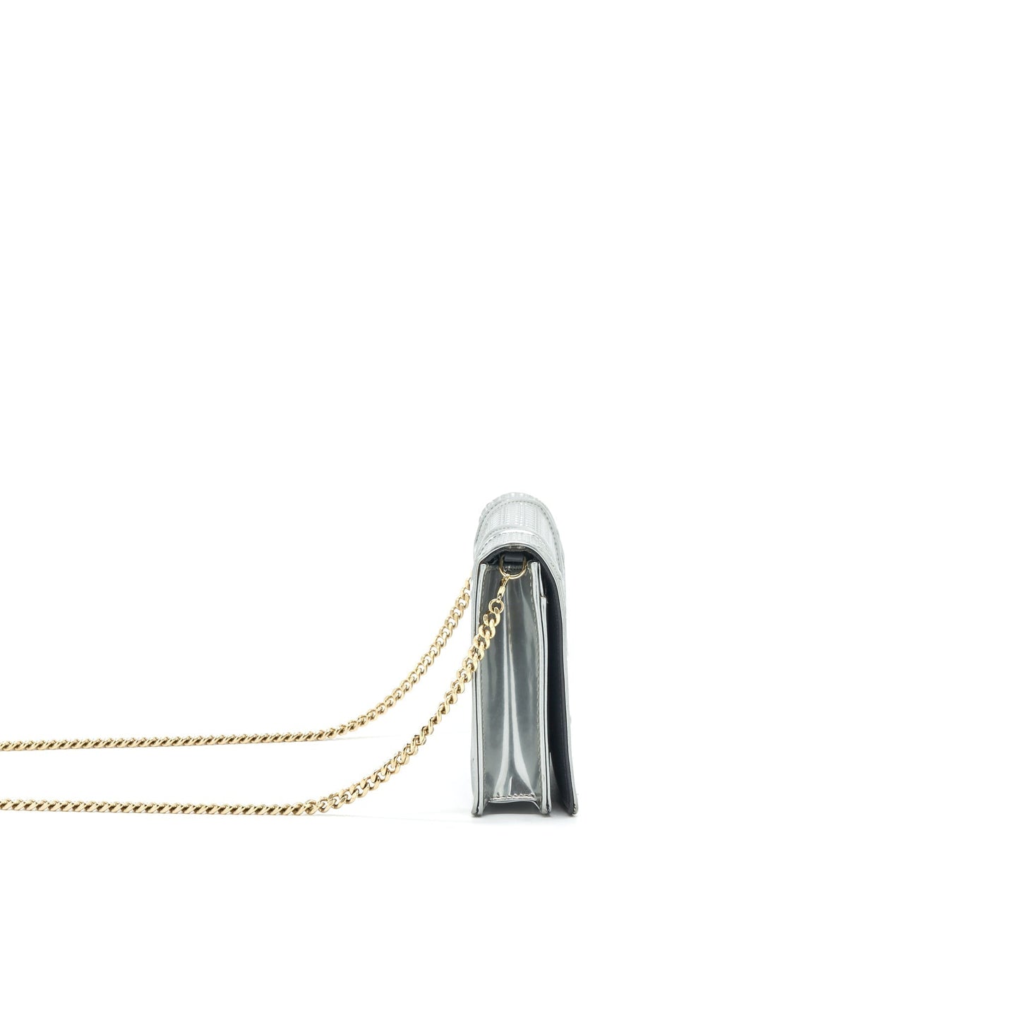 Dior Diorama Wallet on Chain Metallic Silver