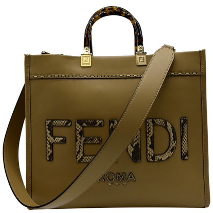 Fendi Sunshine Leather Red Tote Bag Style 19