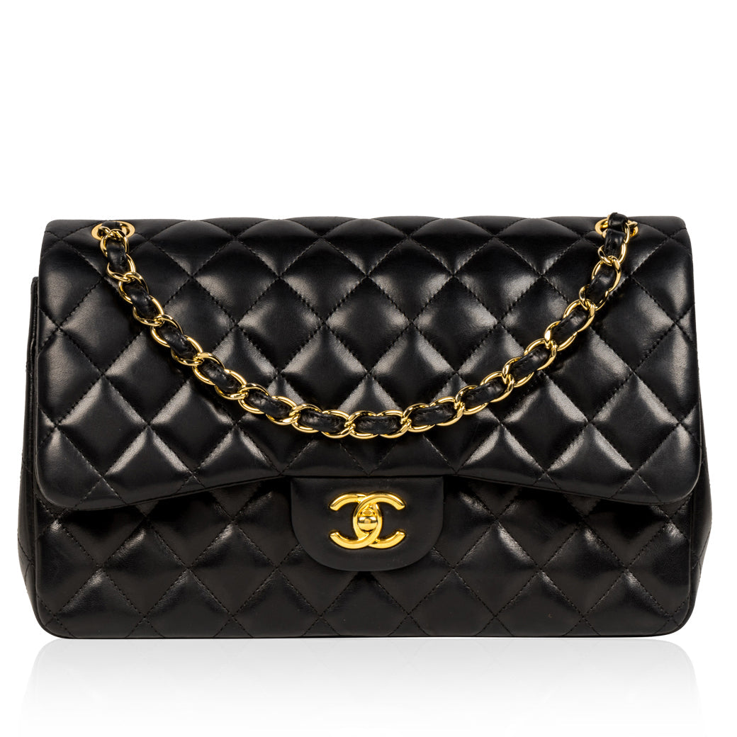 Chanel Classic Flap Lambskin Black Shoulder Bag Style 82