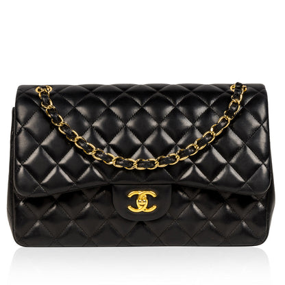 Chanel Classic Flap Lambskin Black Shoulder Bag Style 82