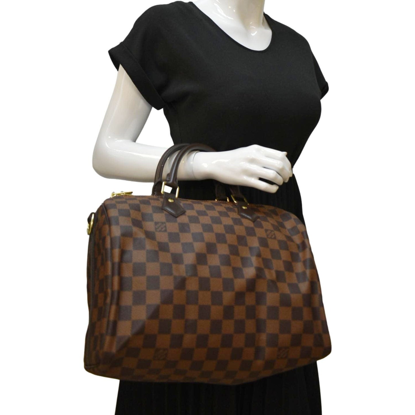 LOUIS VUITTON 30 Bandouliere Damier Ebene Satchel Bag Brown