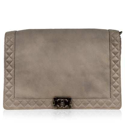 Chanel Boy Bag Quilted Grey Shoulder Bag