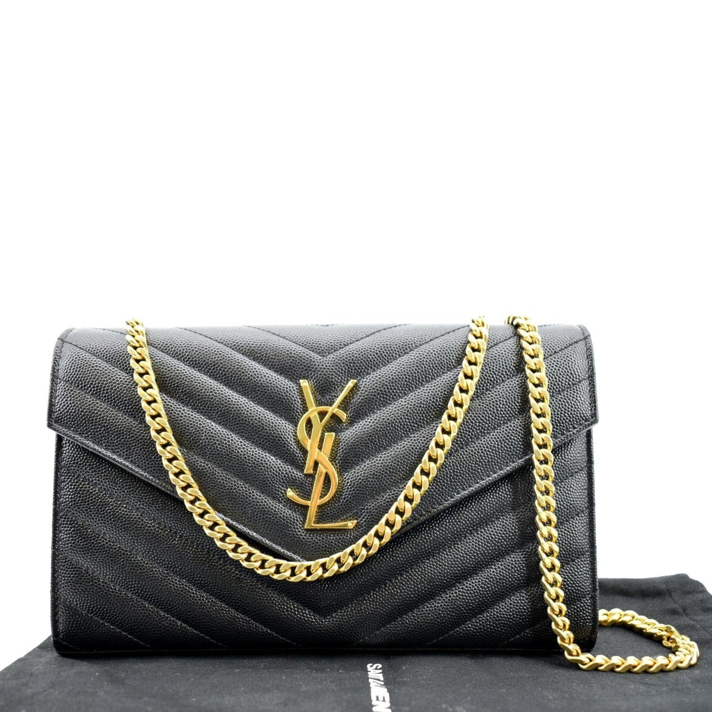 Saint Laurent Envelope Leather Black Shoulder Bag Style 14