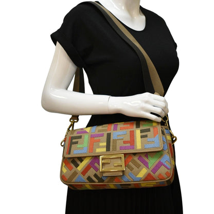 Fendi Baguette Canvas Red Shoulder Bag Style 57