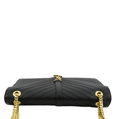Saint Laurent Envelope Leather Black Shoulder Bag Style 18