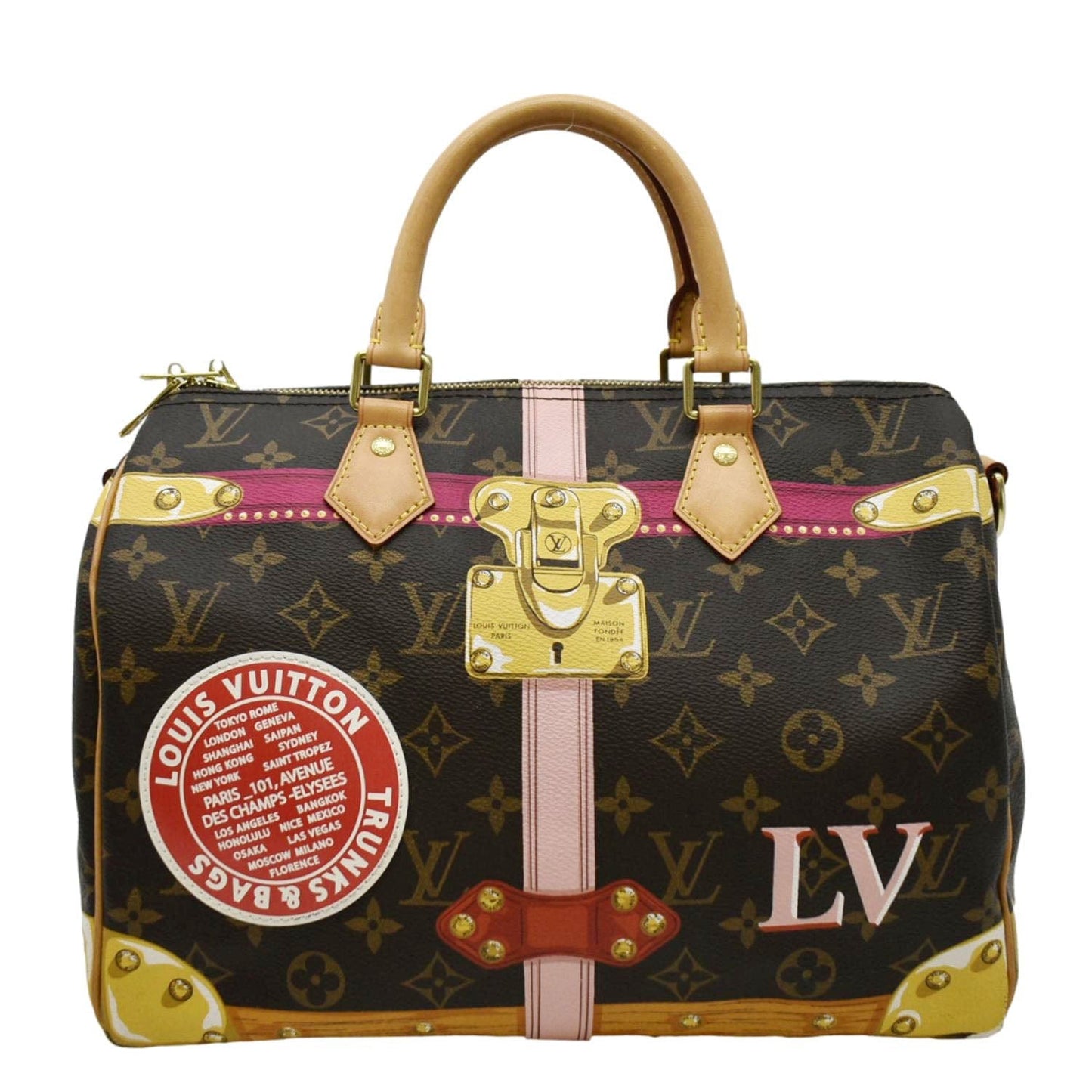 LOUIS VUITTON Summer Trunks 30 Monogram Canvas Satchel Bag Brown