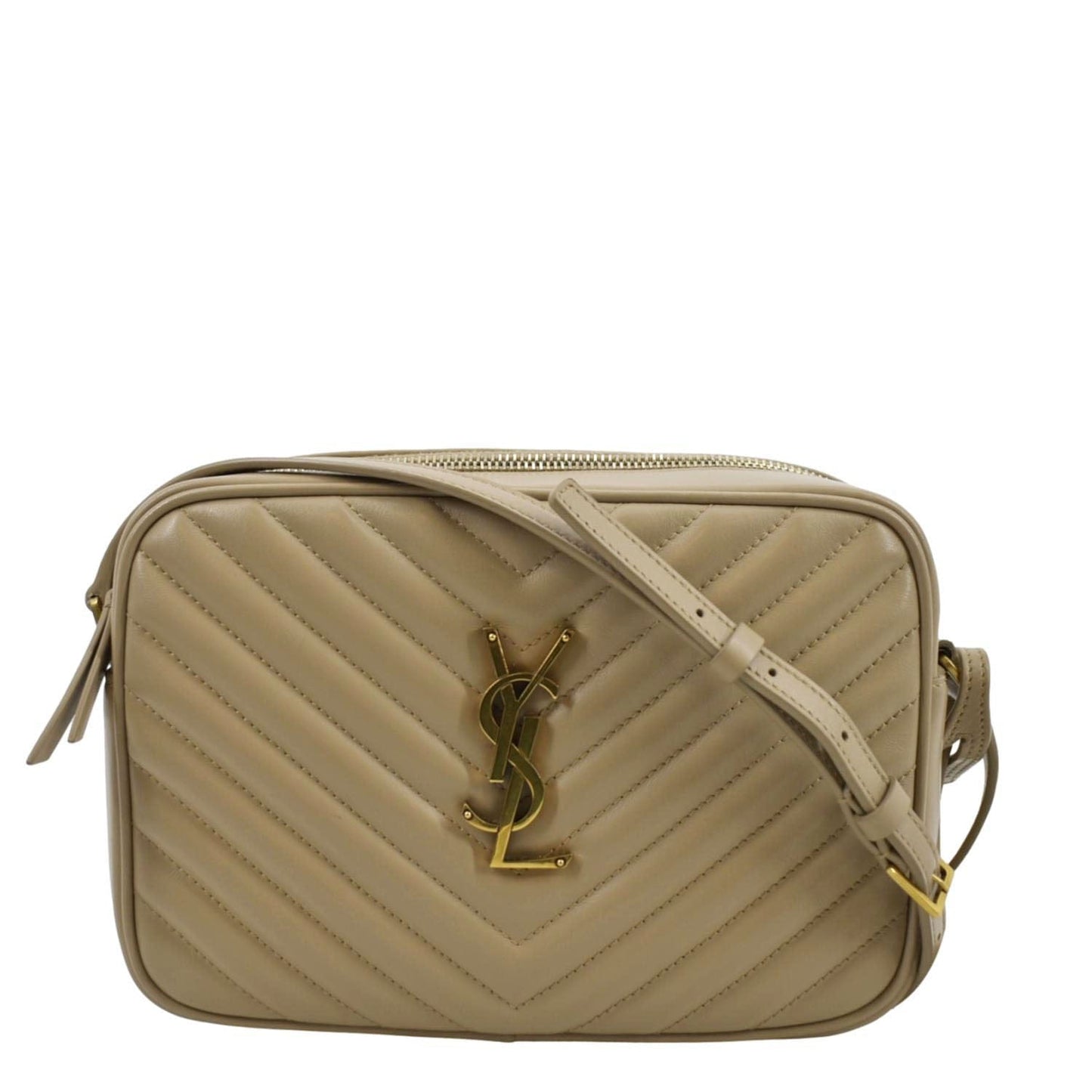 Saint Laurent Lou Leather Beige Crossbody Style 2